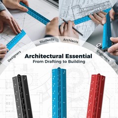 Rena Chris Architectural Scale Ruler: 12″ Imperial Aluminum Alloy 1, Blue