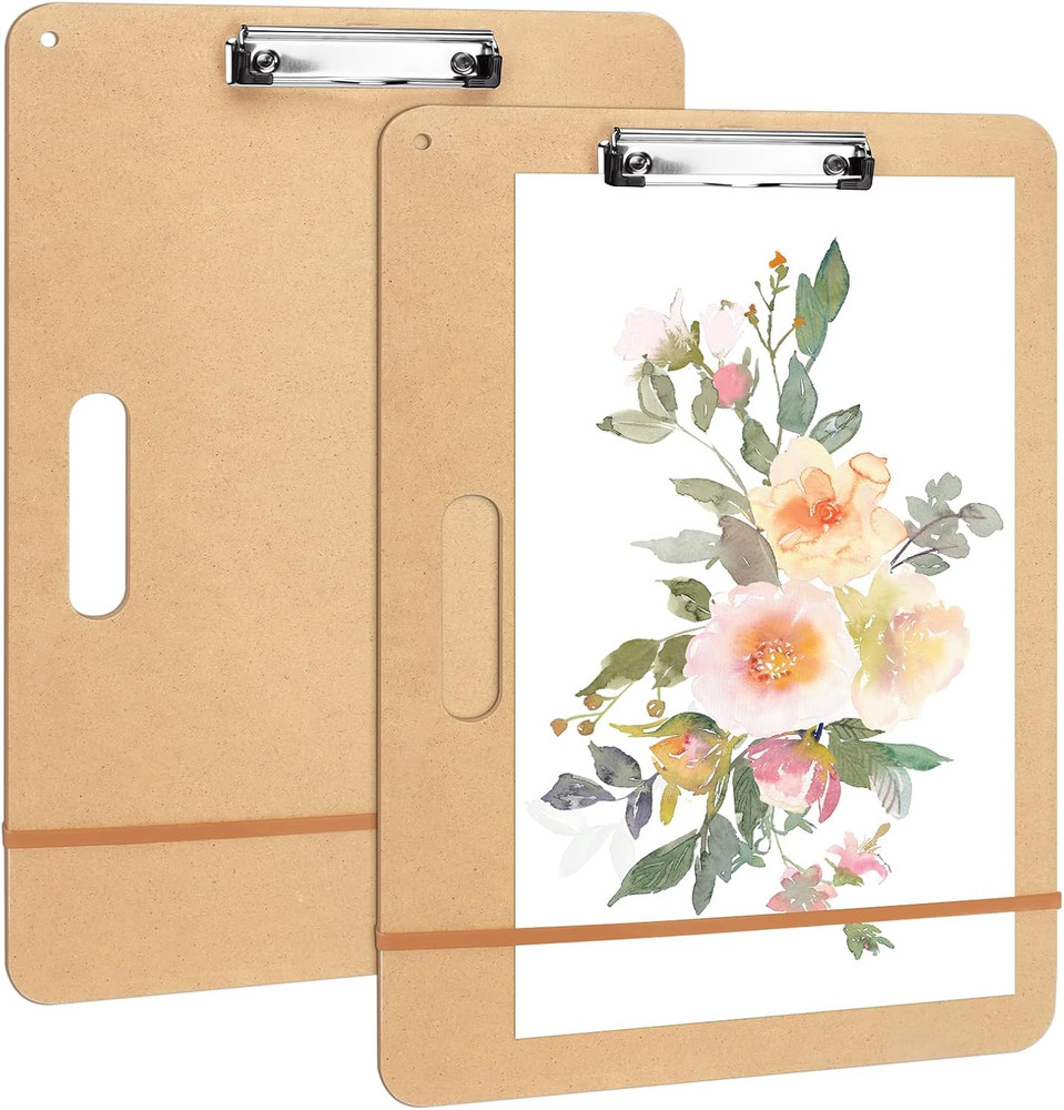 2 Pack 11.8X17.7 Drawing Boards, Sketch Boards with Sturdy Clip and Rubber Bands