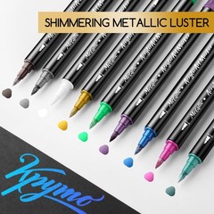 24 Color Dual Tip Metallic Acrylic Paint Pens for Rock Painting, Metallic Mar…