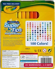 Crayola Super Tips Marker Set (100ct), Fine Point Washable Markers, Drawing Mark