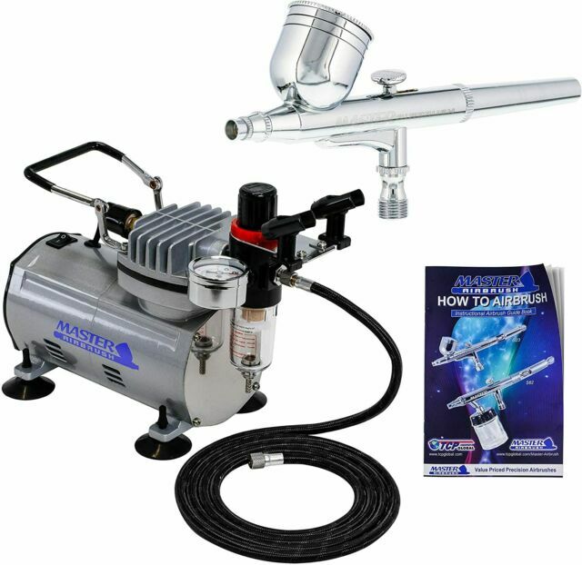 Master Airbrush Multi-Purpose Gravity Feed Air Brush Kit with, 1/5hp Compressor