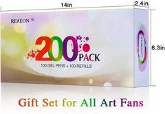 Reaeon 200 Pack Gel Pens Set 100 Colors with Refills Art Coloring Kit