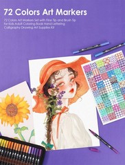 72 Colors Brush & Fine Dual Tip Watercolor Markers for Adult Coloring Books N…