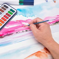 Watercolor Workbook With 24 Colors Paint Set 12 Floral Paintings for Beginners