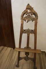 Rare Rococo Baroque Ornate Wood Display Art Easel – Hand-Carved Decorative Stand
