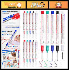 15 PCS Long Nib Deep Hole Marker Pens – Waterproof Quick Dry Metal Markers
