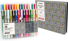 Acrylic Paint Pens Markers, 28 Colors, 0.7 Mm, Extra Fine Tip Drawing Markers, P