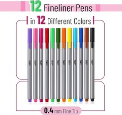 12 Color Fineliner Pens Set – Perfect for Bible Journaling & Art Supplies