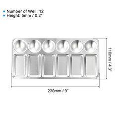 12 Well Paint Tray Palette, Paint Palette Aluminum Paint Tray Rectangle