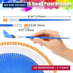 100Pcs Small Paint Brushes Bulk, Anezus Flat Top Acrylic Classroom Brush for Kid