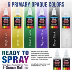 3 Airbrush Professional Airbrushing System Kit – 6 Primary Colors Acrylic Paint