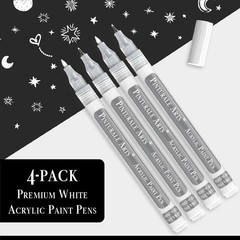 Pinturale Arts White Paint Pens Extra Fine Point | Set 4 White Acrylic Paint …