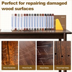 4Pcs Wood Furniture Repair Marker, Touch Up Crayon with Scraper, Red Cherry