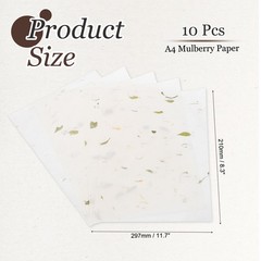 10Pcs A4 Mulberry Paper Sheets for Calligraphy, Yellow Flower Leaves 8.3″x11.7″
