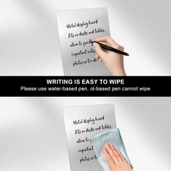 2 Pcs Magnetic Bulletin Board with Stand Metal Tabletop Memo Board Magnet Men…