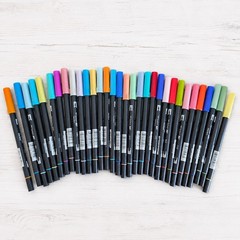 Tombow Dual Brush Pens Lot Used Includes Filled Color Swatch Chart
