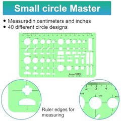 15PCS Geometric Drawings Templates,Transparent Green Plastic Ruler, Drafting