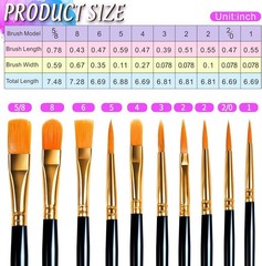 10 Paint Brushes & 3 Round Paint Palettes Set for Acrylic, Oil, Watercolor