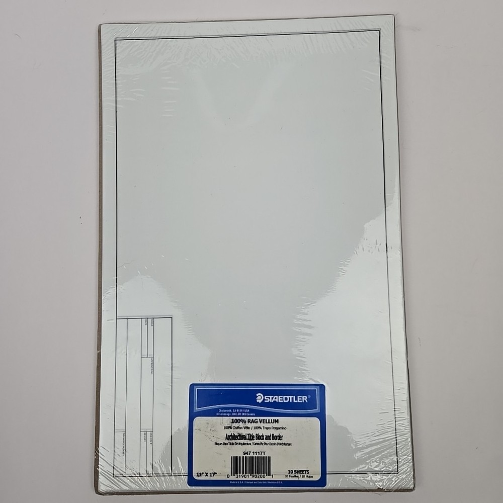 Staedtler Vellum Paper With Title Block and Border, 11″ x 17″, White, 10 Sheets