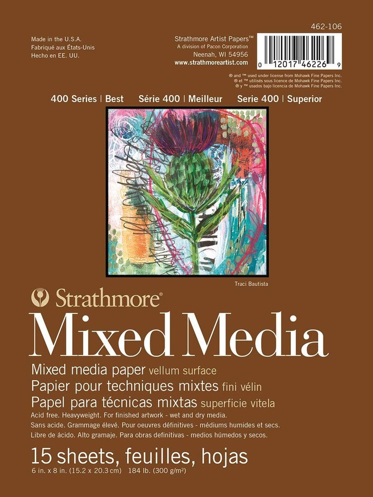 Strathmore 400 Series Mixed Media Pad 6×8 140 lb 15 Sheets Acid Free