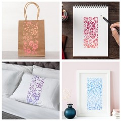 16 Pcs Stencils for Crafts Reusable Painting 22×10.5cm, white
