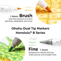 Alcohol Markers Brush and Fine Tip – 48-Color Alcohol-based Art Sketch Marker…