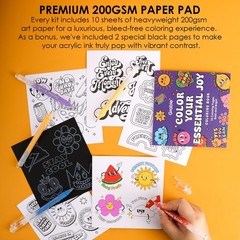 Grabie Coloring Kit, Acrylic Gel Pens Set with Book, Summer Colors