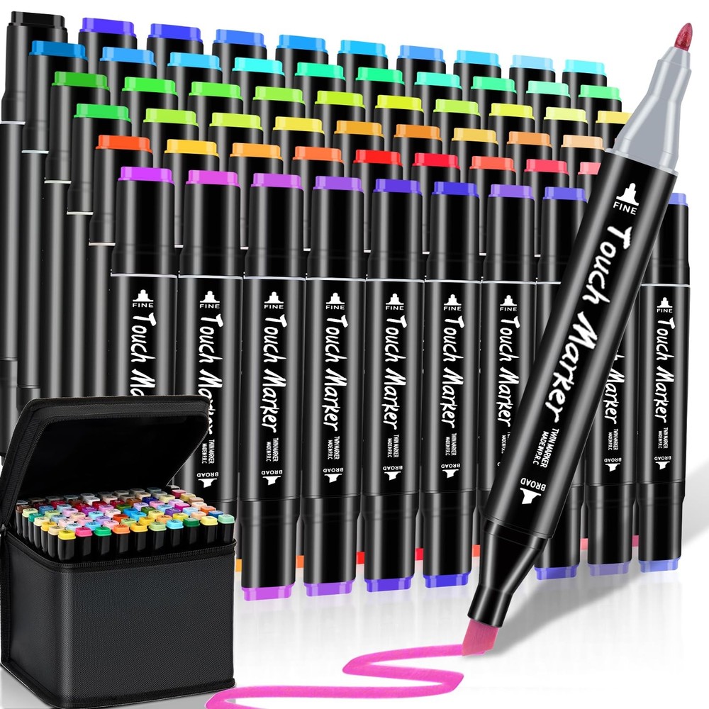 Alcohol Markers Set, 60 Colors Dual Brush Tip Art Coloring Markers for Adult …