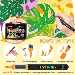 Lyuvie 120 Colours Acrylic Paint Pens 1 count (Pack of 120), 120 colours