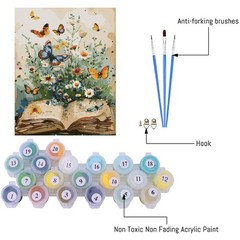Book Flower Paint by Numbers Kit for Adults Beginner,Butterfly Easy Adult Paint.