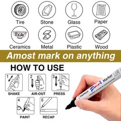 Yellow Permanent Paint Pens Paint Markers 12 Pack Oil Based Markers, Quick D…
