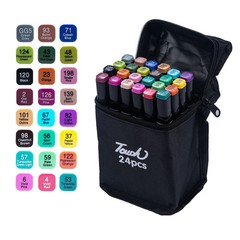 Set of 24-80 colors, double-ended drawing markers.