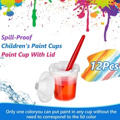 12 Packs No Spill Paint Cups with Lids for Reusable Spill Proof Paint Cups fo…