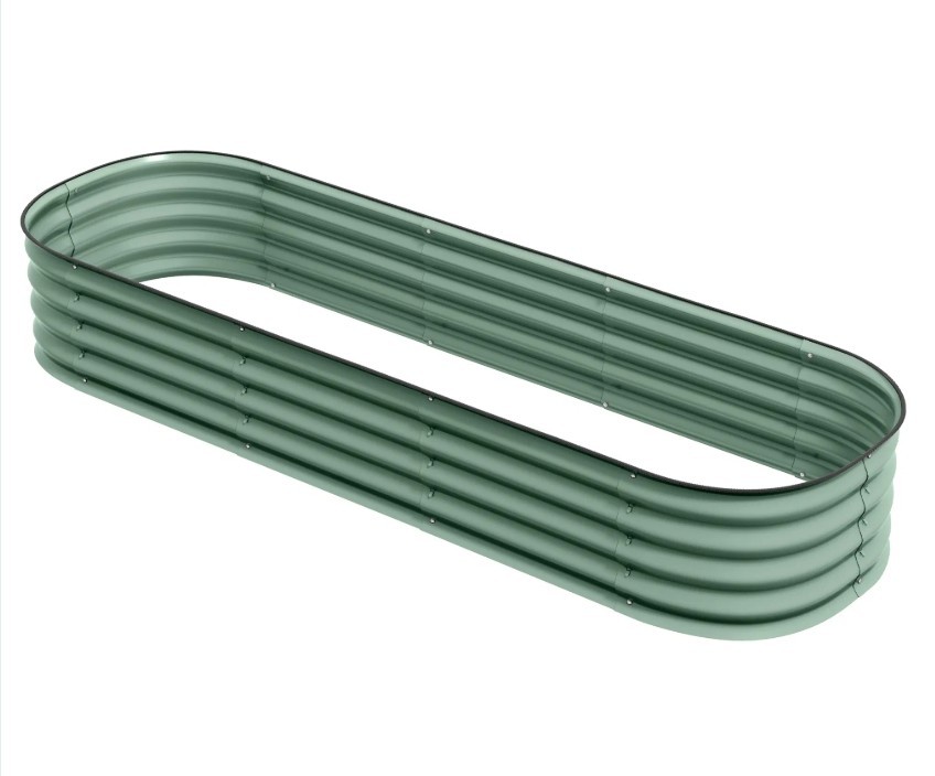 6.4′ x 2′ x 1′ Galvanized Raised Garden Bed Kit, Metal Planter Box with Safety E