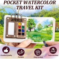 Mini Watercolor Paint Set Pocket Travel Water Color Set with 12 Color Sketchbook