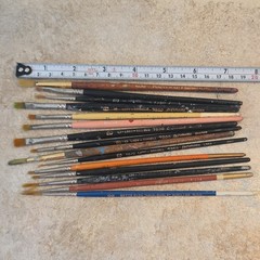 Lot of 15 Used Paint Brushes Small and Detail Name Brands Sable