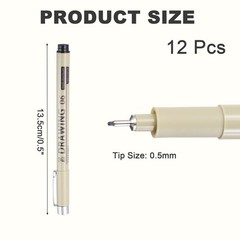 12Pcs 0.5mm Fineliner Ink Pens