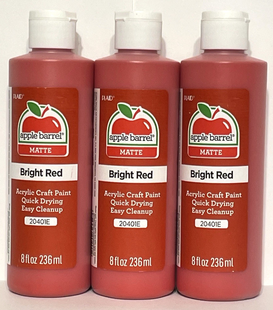 Matte Paint Bright Red Acrylic 8 oz Bottles for Craft & Arts Painting New 3 Lot