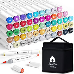 Markers Brush Tip, 52 Colors Dual Tip Artist Brush & Chisel Tip Sketch Art