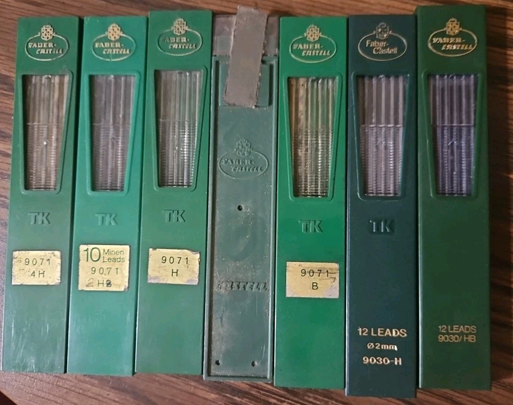 Lot Of 7 Faber Castell Vintage Assorted Drawing Leads w/Lead Holders-2mm