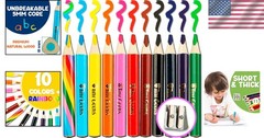 Vibrant Jumbo Colored Pencils for Toddlers – Includes Rainbow Pencil & Sharpener