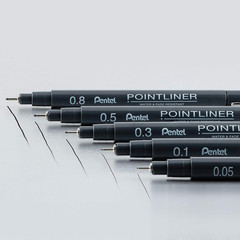 Arts Pointliner Drawing Pen, 5-Pack, Assorted Sizes, Black (S20PBP5A)