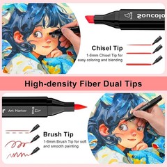 Pastel Alcohol Markers 61 Colors Dual Tip
