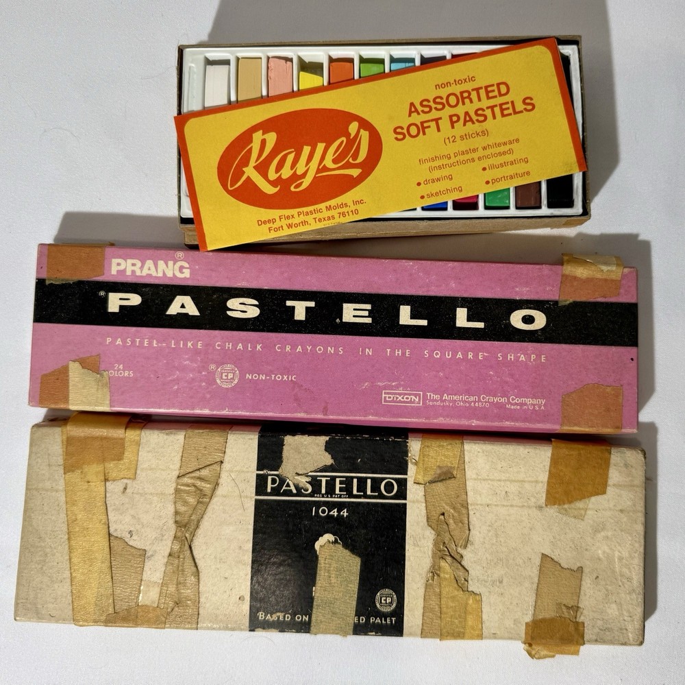 Vintage Raye’s Prang Pastello Chalk Crayons Square Shape Color Classics Lot of 3