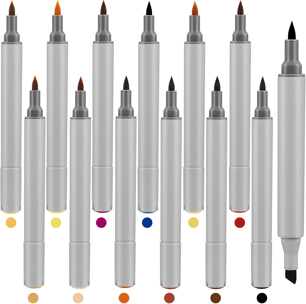 12 Packs Dual Tips Leather Dye Marker Pens Shoe Marker Leather Touch up Pen for