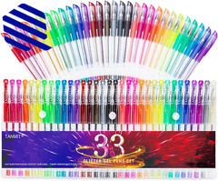 Glitter Gel Pens 33 Colors Neon Glitter Pens Set Gel Art Markers with 40% More