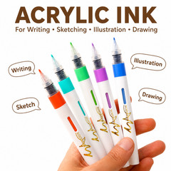 Acrylic Paint Markers Pens Japanese Soft Tip 0.5-2mm Brush Pen Sketch Outline 6p