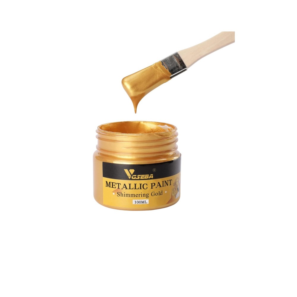 Acrylic Paint Metallic Gold, Non Toxic, 3.38 Fl Oz (Pack of 1), golden
