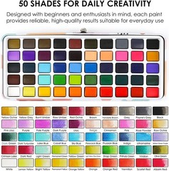 Grabie 50 Colors Watercolor Paint Set, Detail Paint Brush Included, Watercolor P