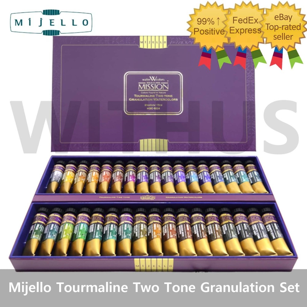 Mijello Mission Tourmaline Two Tone Granulation Watercolor Set of 34 MGC-8034